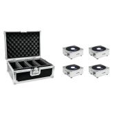 EUROLITE Set 4x AKKU Flat Light 1 silber + Case