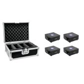 EUROLITE Set 4x AKKU Flat Light 1 black + Case