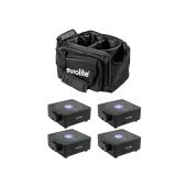 EUROLITE Set 4x AKKU Flat Light 1 black + Soft-Bag