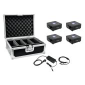 EUROLITE Set 4x AKKU Flat Light 1 black + Case + Charger