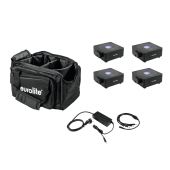 EUROLITE Set 4x AKKU Flat Light 1 black + Soft-Bag + Charger