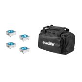 EUROLITE Set 4x AKKU Flat Light 3 sil + Soft-Bag