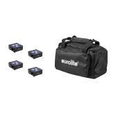 EUROLITE Set 4x AKKU Flat Light 3 bk + Soft-Bag