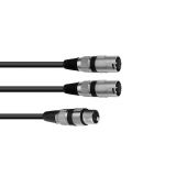 OMNITRONIC Adapterkabel XLR(Female) naar 2xXLR(Male) 0,5m zwart