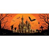 EUROPALMS Halloween-spandoek, Haunted House, 400x180cm