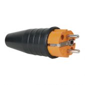 Showtec Rubber Schuko 230V/240V CEE7/VII Connector Male Orange