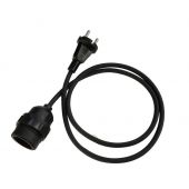 E27 pendelkabel met schuko en stopcontact, rubberen kabel 2*1,0mm², 5 mtr