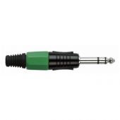 Dap jackplug 6.3 mm stereo zwart met groene eindkap