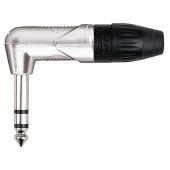 Dap Stereo Haakse Jack connector X-type nikkel met zwarte eindkap