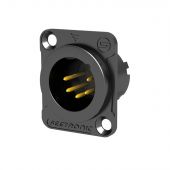 Seetronic XLR 5P Chassis, male Vergulde contacten - zwarte behuizing