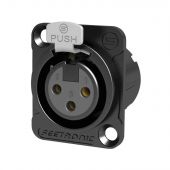 Seetronic XLR 3P Chassis, female Vergulde contacten - zwarte behuizing