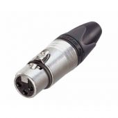 Neutrik XLR 3p. Connector Female Zwarte metalen behuizing, zilveren contacten