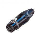 Neutrik XLR 3p. Female connector Black metal housing, silver contacts
