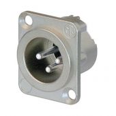 Neutrik XLR 3p. Chassis Male Zilveren contactpunten, nikkelen behuizing