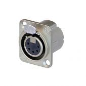 Neutrik XLR 5p. Chassis Female Zilveren contactpunten, nikkelen behuizing