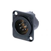 Neutrik XLR 5p. Chassis Male Silver contacts, Black metal housing