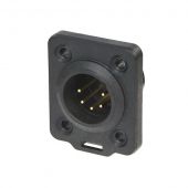 XLR 5p. Chassis Male TOP Gold contacts, Black Housing