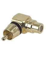 DAP-Audio RCA Male RCA Female 90° adapter Black Ring haakse cinch verloop