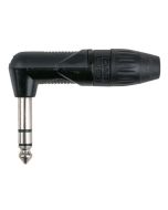 Dap Stereo Haakse Jack connector X-type Zwart met zwarte eindkap