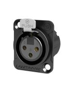 Seetronic XLR 3P Chassis, female Vergulde contacten - zwarte behuizing