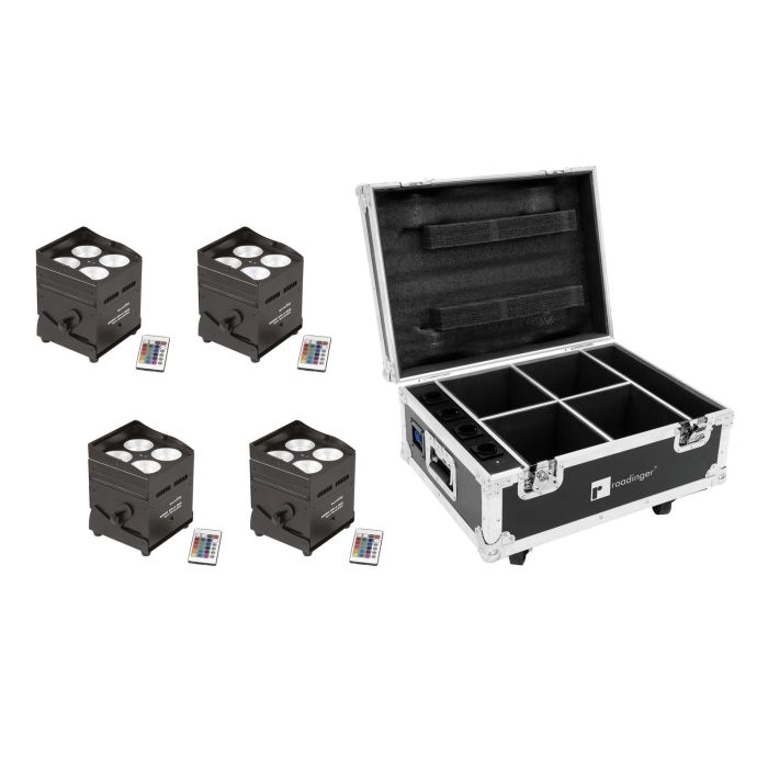 EUROLITE Set 4x AKKU UP-4 QCL Spot QucikDMX + Case with charging function
