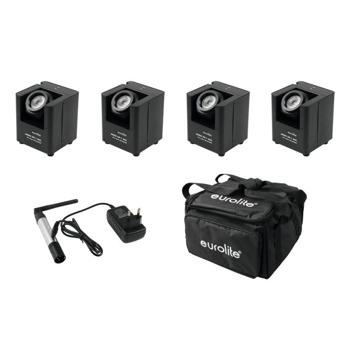EUROLITE Set 4x AKKU UP-1 + SB-4 Soft-Bag + QuickDMX Wireless transmitter