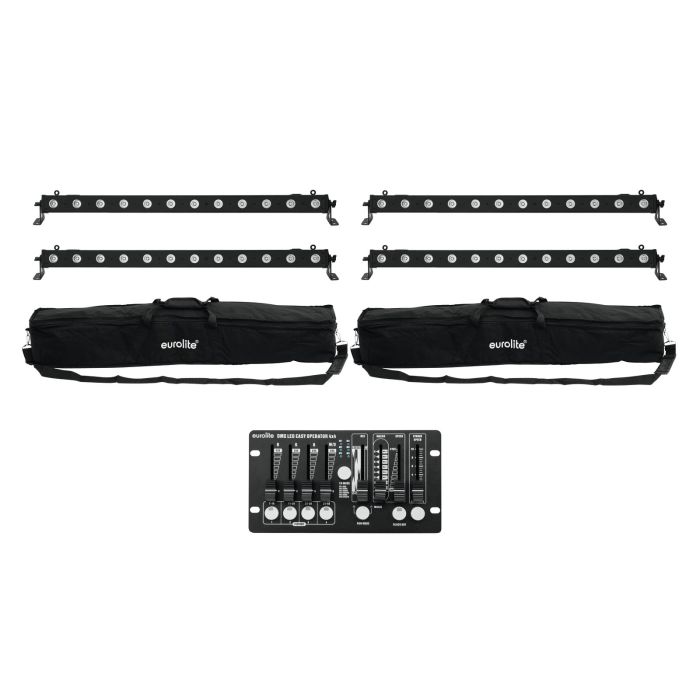 EUROLITE Set 4x LED BAR-12 QCL RGBW + 2x Soft Bags + Controller