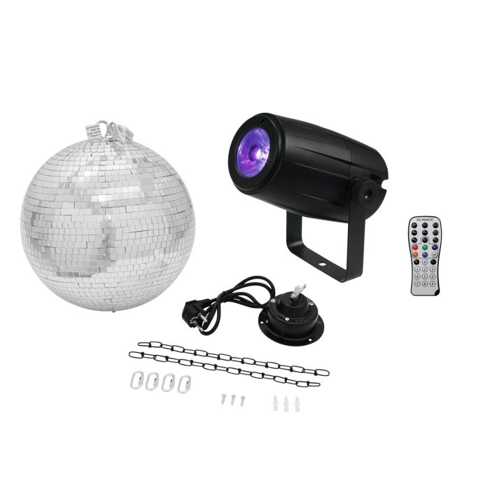 EUROLITE Mirror Ball 30cm with motor + LED PST-5 QCL Spot bk