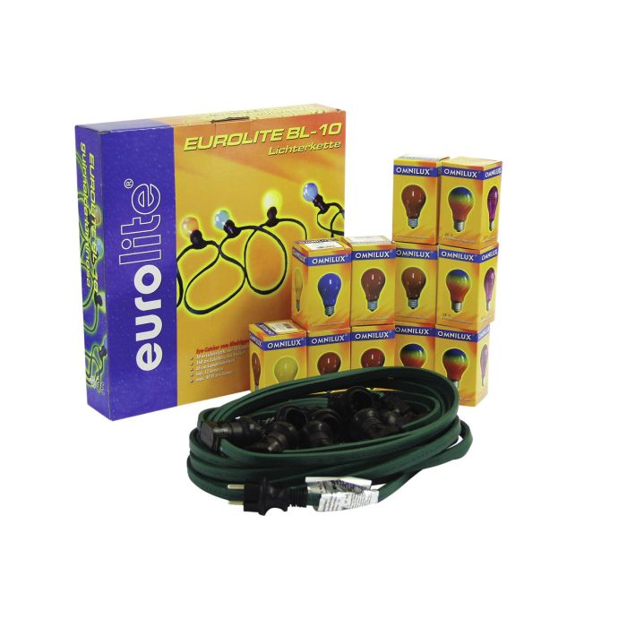  EUROLITE BL-10 E-27 Lichtsnoer met 10 lampen in fitting en 2 reservelampen