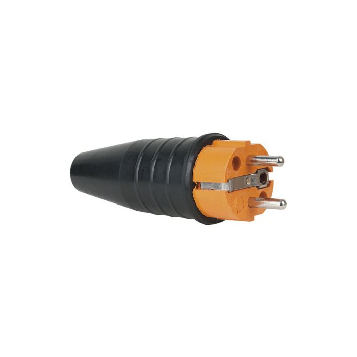 Showtec Rubber Schuko 230V/240V CEE7/VII Connector Male Orange