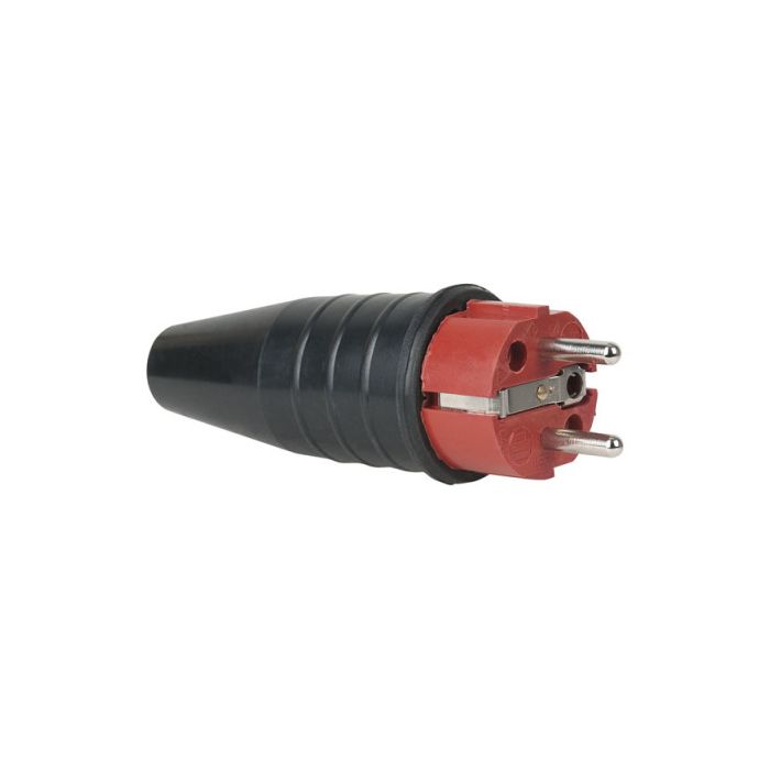 Rubber Schuko 230V/240V CEE7/VII Connector Male Red