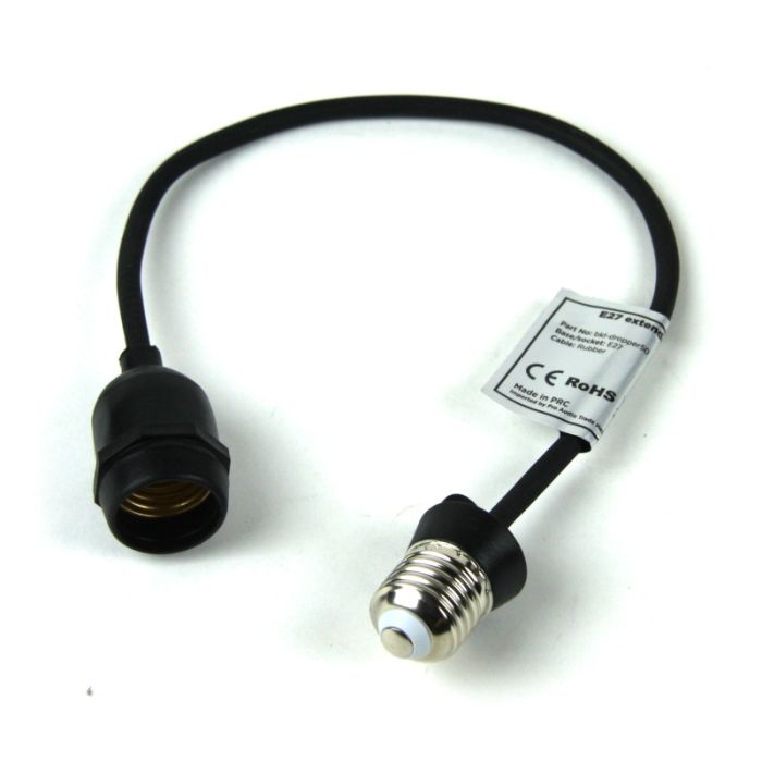 E27 extender cable with base and socket, rubber cable 2*1,0mm², 0,5 m