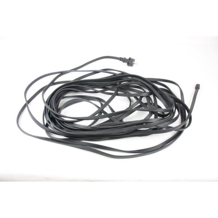 Prikkabel  zwarte flatcable met stekker, 100 mtr met waterproof connector eind  ip65