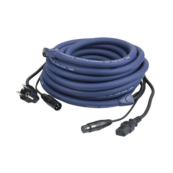 DAP FP0420 - Schuko/XLR M - IEC/XLR F 20 m LICHT voeding-/signaalkabel 
