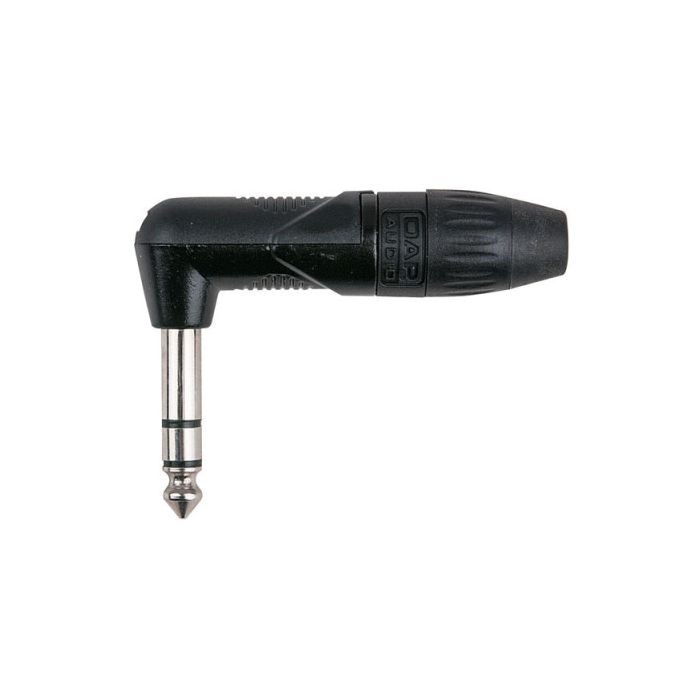 Dap Stereo Haakse Jack connector X-type Zwart met zwarte eindkap