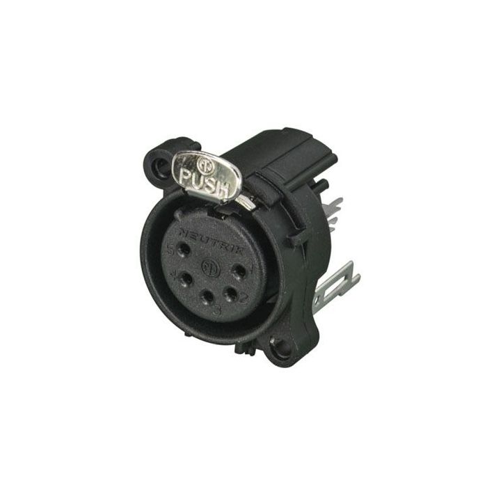 Neutrik XLR 5 polig Chassis Female Silver contacts, ABS housing, Vertical PCB mount 