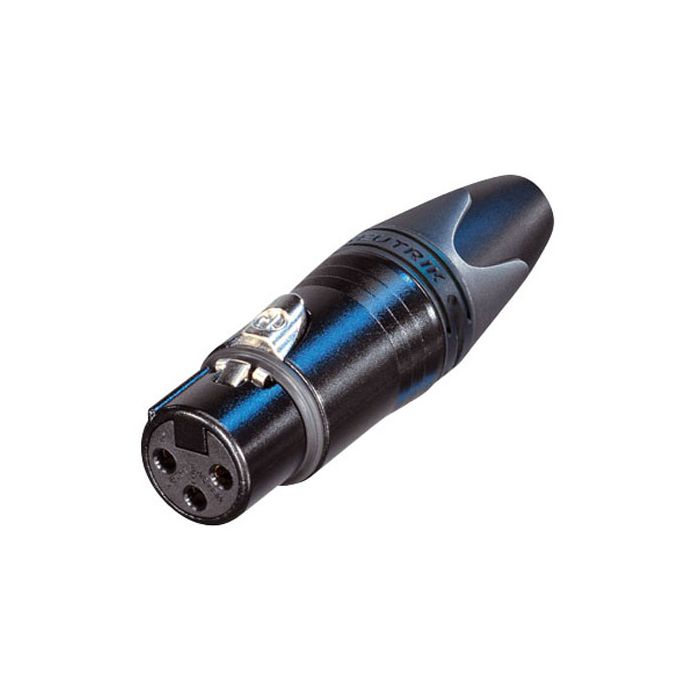 Neutrik XLR 3p. Female connector Black metal housing, silver contacts