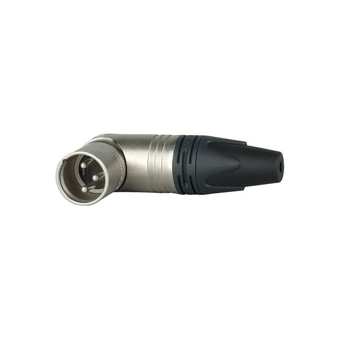 Neutrik XLR 3p. 90° Connector Male Zilveren contactpunten, nikkelen behuizing