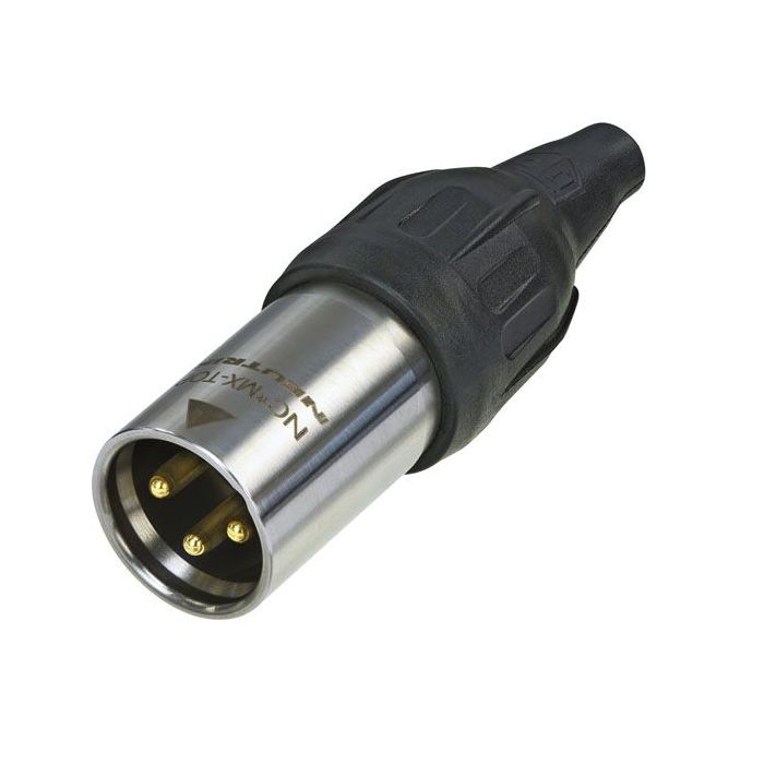 XLR 3p. Connector Male TOP Gold contacts, Stainless steel Housing