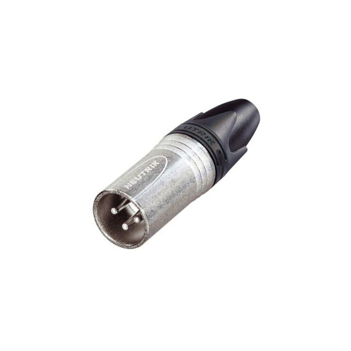 Neutrik XLR 3p. Connector Male Zwarte metalen behuizing, zilveren contacten