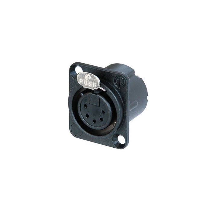 Neutrik XLR 5p. Chassis Female Silver contacts, Black metal housing