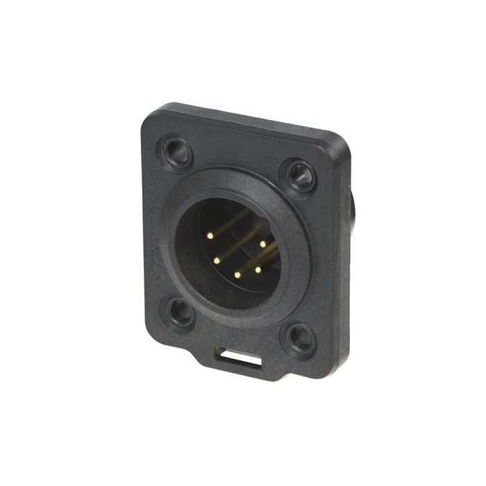 XLR 5p. Chassis Male TOP Gold contacts, Black Housing