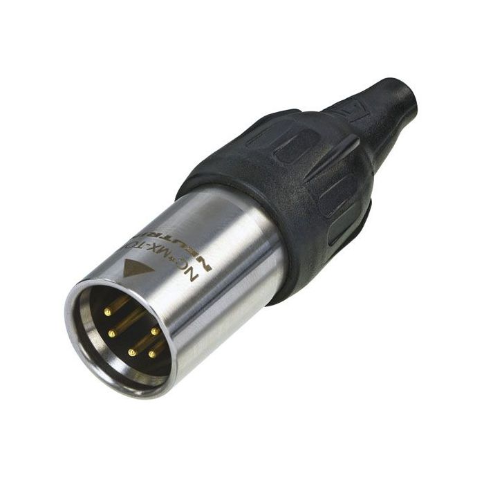 XLR 5p. Connector Male TOP Gold contacts, Stainless steel Housing