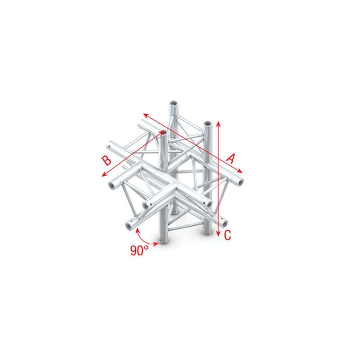 Milos ATB51 - PT30021 Driehoek Truss T-021 90° T-cross + down 5-way