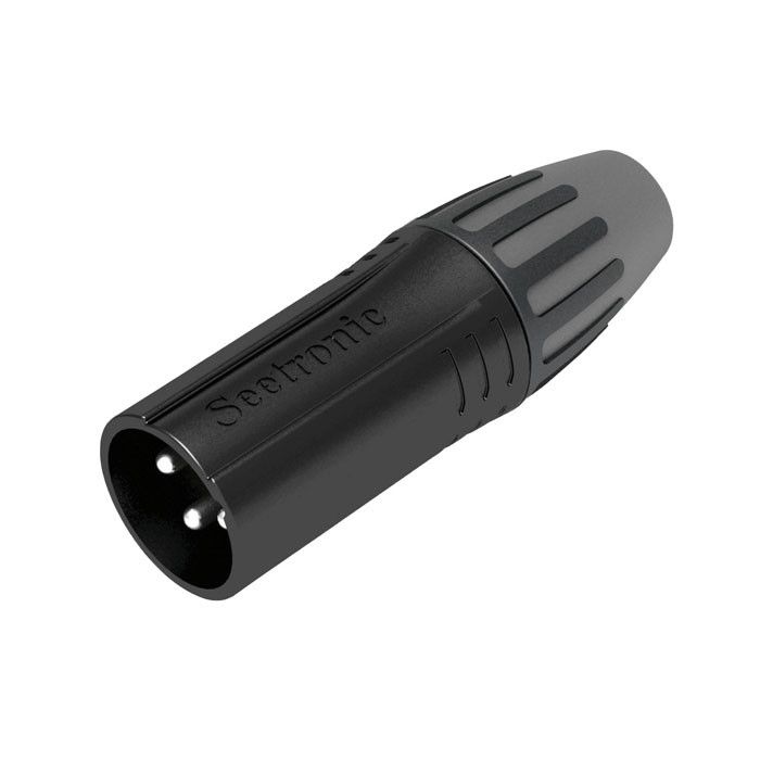 Seetronic XLR 3P Connector, male Verzilverde contacten - zwarte behuizing