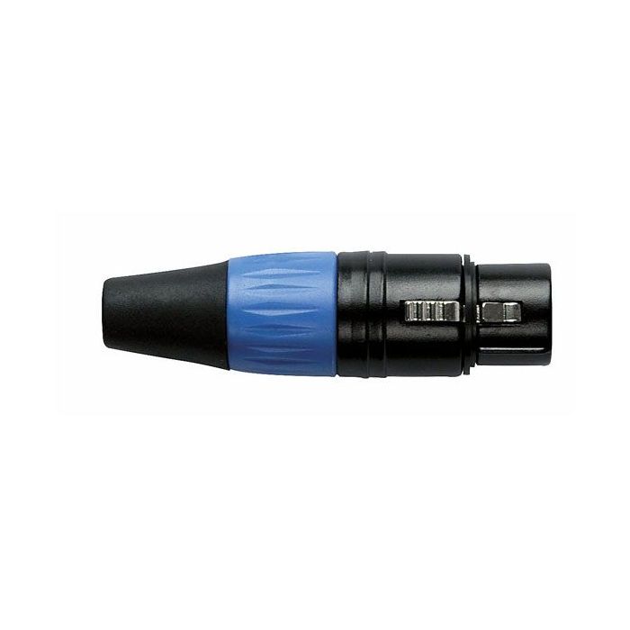 Dap XFK203BU 3 polige Female XLR connector zwart met blauwe eindkap