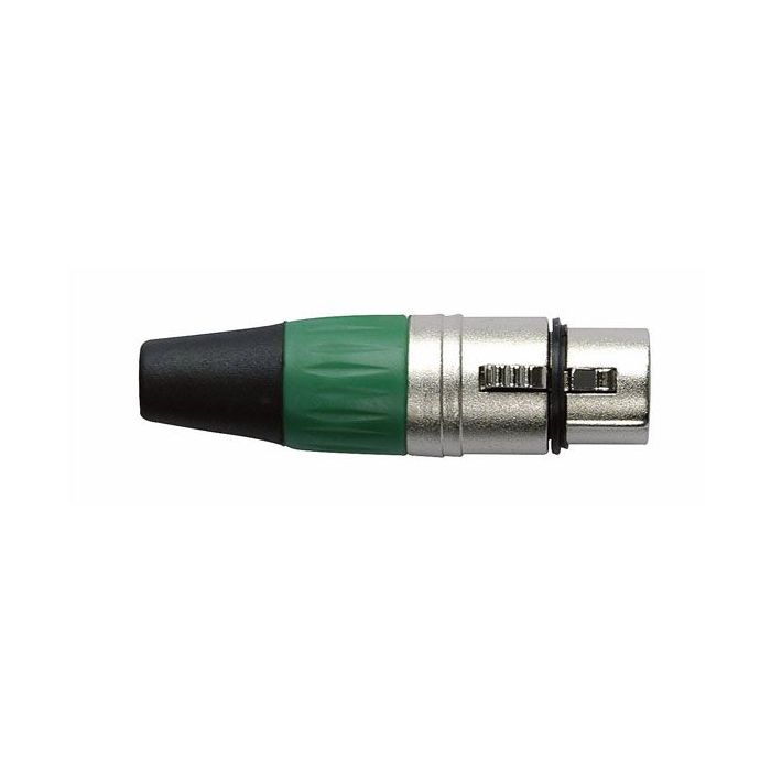 Dap XFK203NG Female XLR connector 3 polig nickel met Groene eindkap 