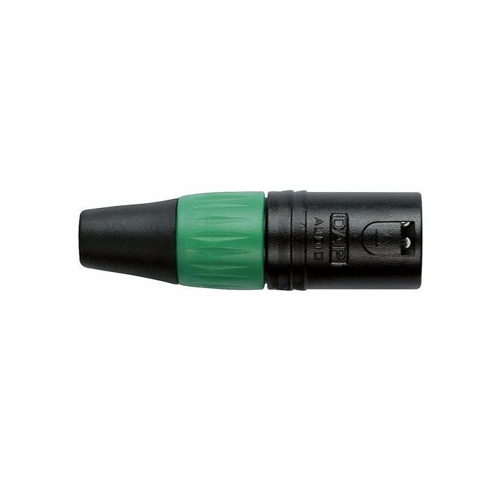 Dap XMK203BG XLR 3polig male xlr connector zwarte behuizing Groene eindkap